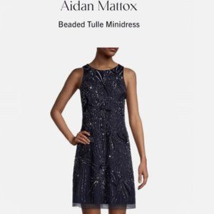 Aidan Mattox Sleeveless Beaded Cocktail Dress